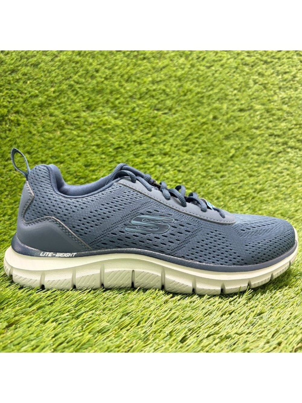 Skechers Track Leshur Mens Size 7 Blue White Athletic Running Shoes Sneakers